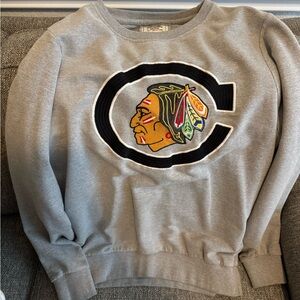 Gray Crewneck Sweater with Embroidered Logo